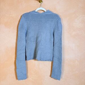 Delia’s Y2K Metallic Knit Cropped Hoodie Sweater Size M